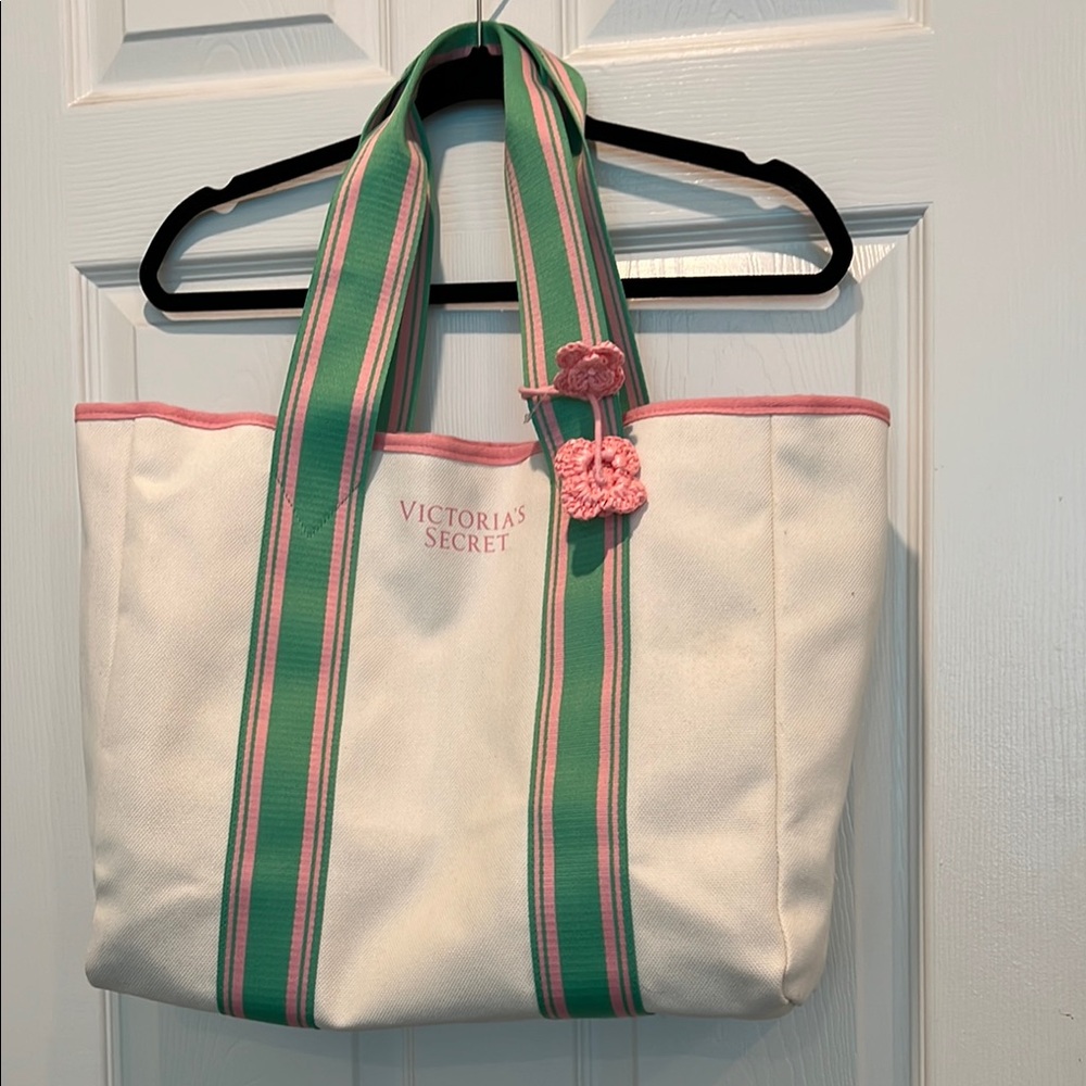 Victoria's Secret Pink and White Tote Bag with Stylish Design